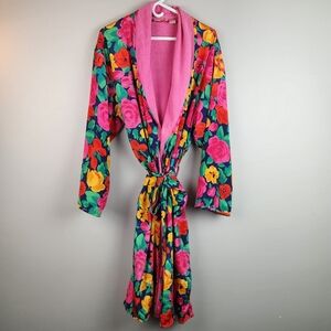 Vintage Victoria's Secret Gold Label Floral Terry-Lined Kimono Robe